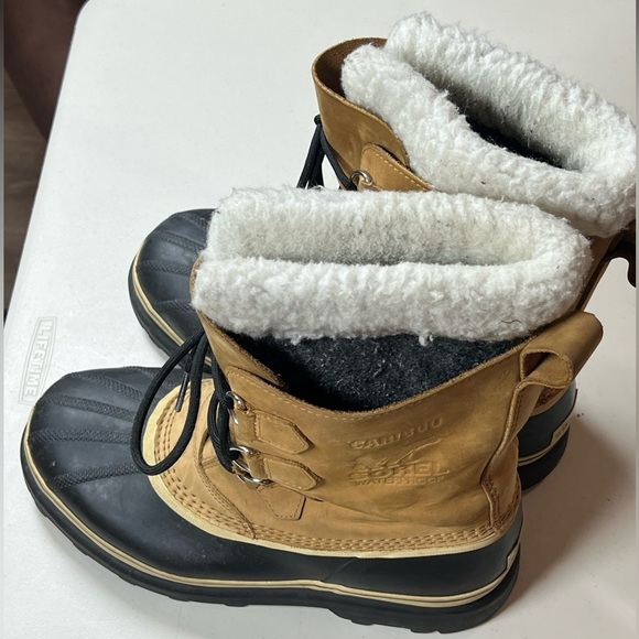 Size 10 Sorel Caribou Fleece Lined Men’s Waterproof Leather Boot Winter Warm - Picture 12 of 15